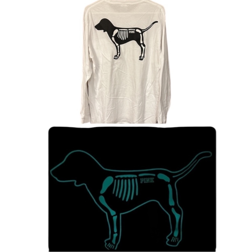 Victoria’s Secret PINK Not Your Boo Long Sleeve Top - Glow In Dark Skeleton